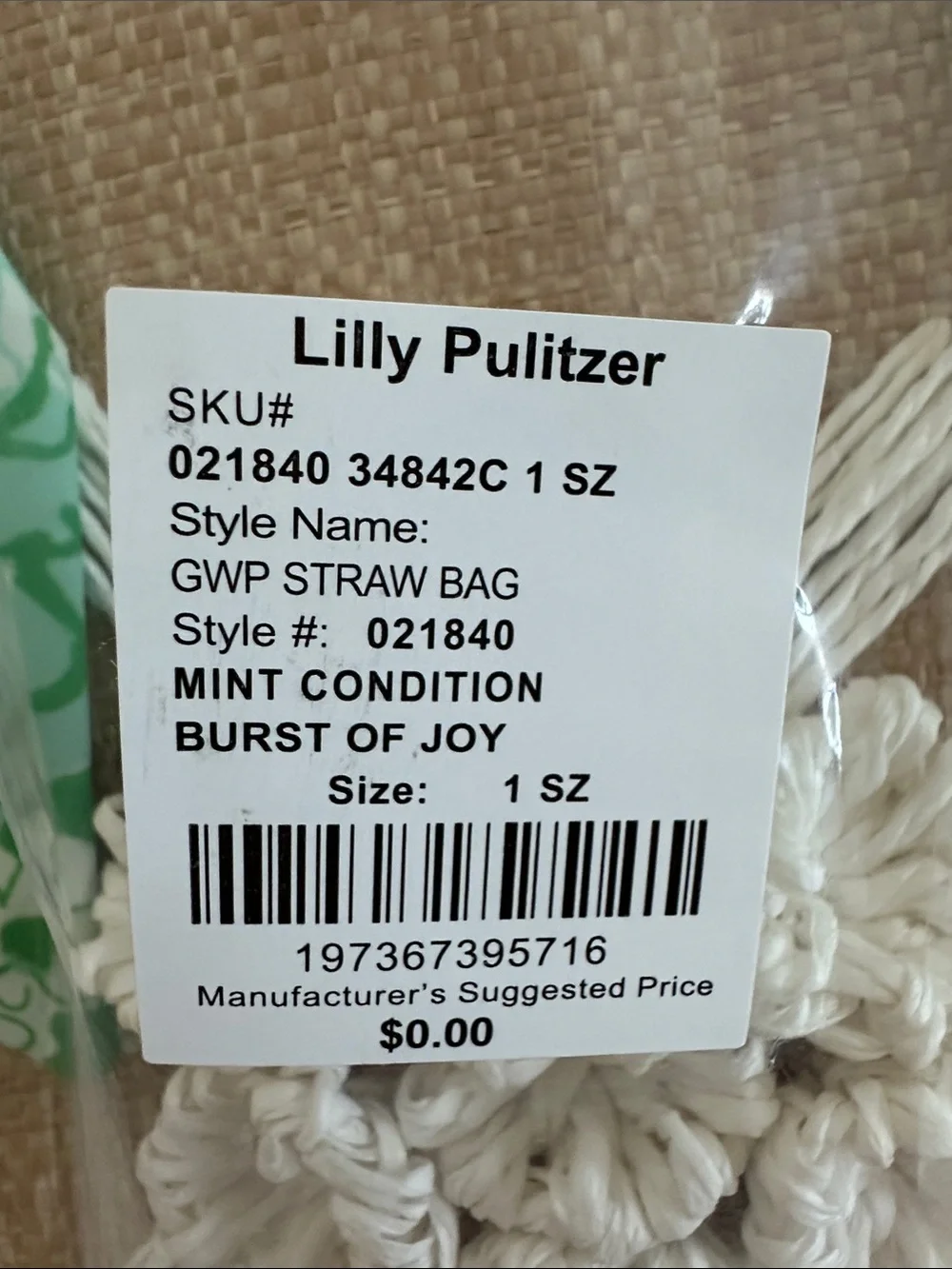 NWT Lilly Pulitzer Straw Bag "Burst of Joy" scarf wrapped gold handles - Picture 11 of 11